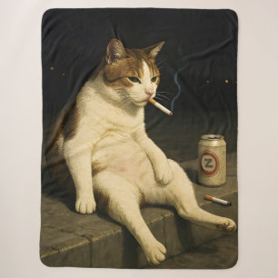 Sigaretten Kitten Grappige Roken Kat Gen Z Meme Sherpa Deken