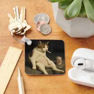 Sigaretten Kitten Grappige Roken Kat Gen Z Meme Sleutelhanger