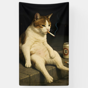 Sigaretten Kitten Grappige Roken Kat Gen Z Meme Spandoek