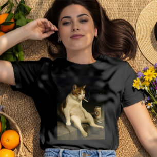 Sigaretten Kitten Grappige Roken Kat Gen Z Meme T-shirt