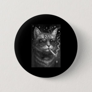 Sigarettenkitten Grappig Roken Kat Meme Stompzinni Ronde Button 5,7 Cm