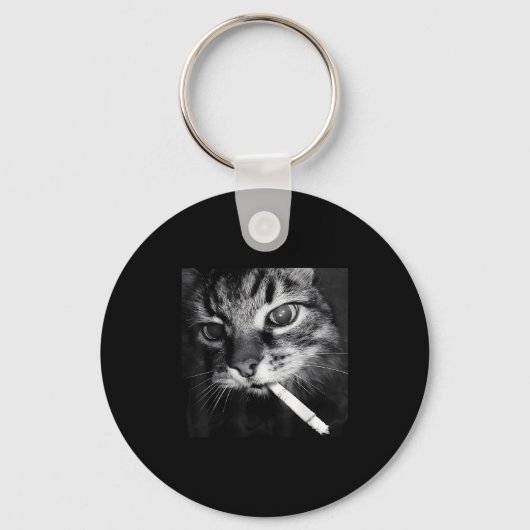 Sigarettenkitten Grappig Roken Kat Meme Stud Herse Sleutelhanger (Voorkant)