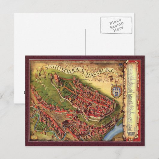Sighisoara, carte de représentation graphique (Devant / Derrière)