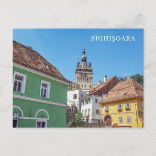 Sighisoara Klokkentoren en gebouwen uitzicht brief Briefkaart