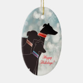 Sighthound Trio Kerstfeest Keramisch Ornament (Rechts)