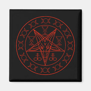 Sigil of Baphomet triple moon and sigil of lucifer Magneet