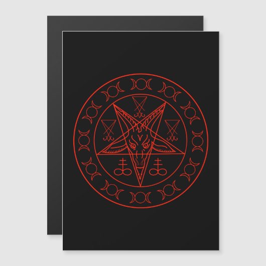 Sigil of Baphomet triple moon and sigil of lucifer Magnetische Uitnodiging (Voorkant / Achterkant)