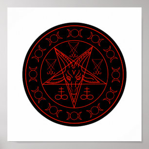 Sigil of Baphomet triple moon and sigil of lucifer Poster