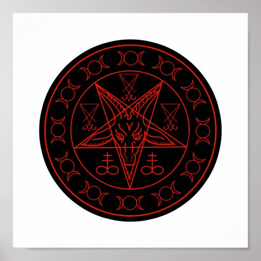 Sigil of Baphomet triple moon and sigil of lucifer Poster (Voorkant)
