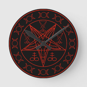 Sigil of Baphomet triple moon and sigil of lucifer Ronde Klok