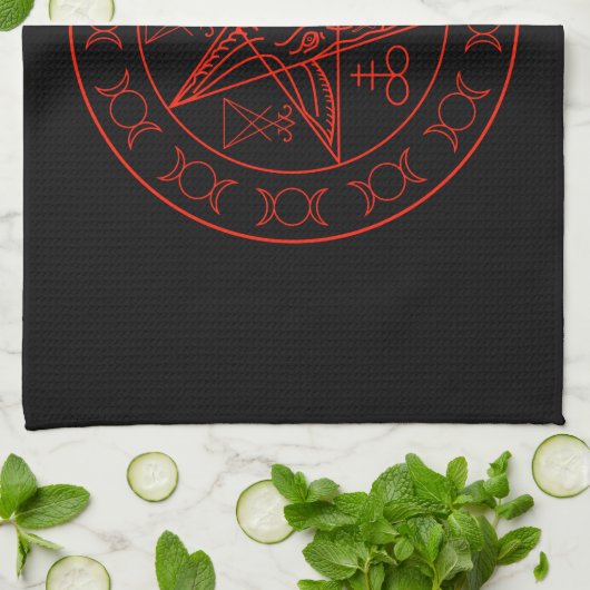 Sigil of Baphomet triple moon and sigil of lucifer Theedoek (Gevouwen)