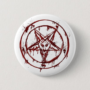 Sigil van Baphomet met geitenkop Ronde Button 5,7 Cm