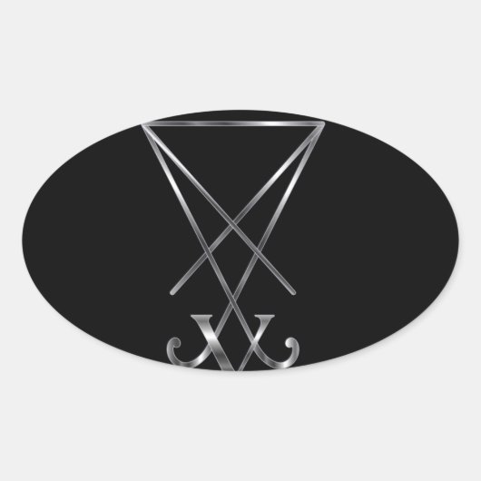 Sigil van Lucifer - Een symbool van satanisme Ovale Sticker (Voorkant)