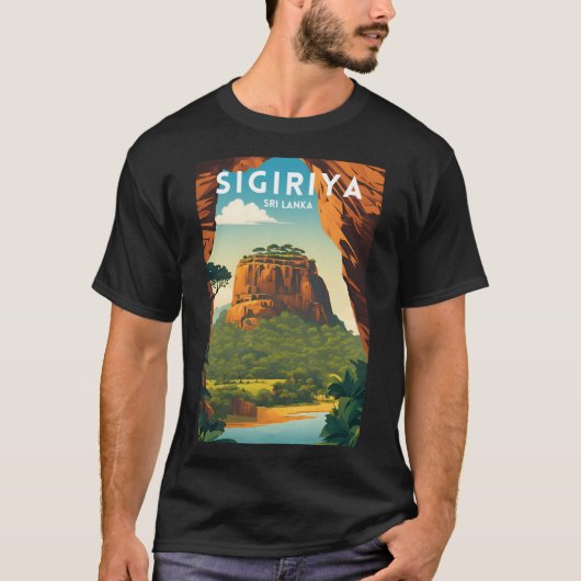 Sigiriya Traditionele Reisposter T-shirt (Voorkant)