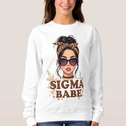 Sigma Babe GenZ Leopard Messy Bun Womens Gen Z Trui (Voorkant)