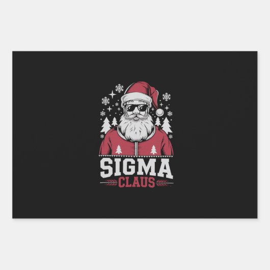 Sigma Claus Cool Santa Christmas Rizz Rizzler Meme Inpakpapier Vel (Voorkant)