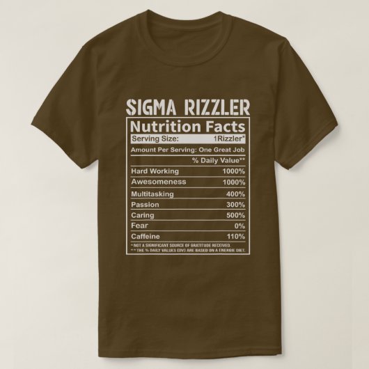 Sigma Rizzler Voedingsfeiten Rizz Funny Rizzler S T-shirt (Design voorkant)