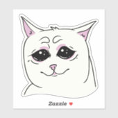 SIGMA SAD WHITE CAT FACE ANIMAAL STICKER (Vel)