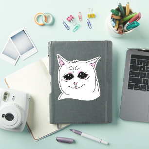 SIGMA SAD WHITE CAT FACE ANIMAAL STICKER