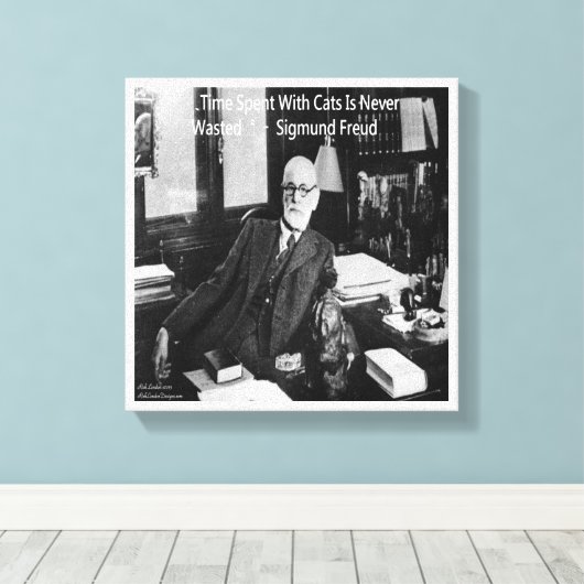 Sigmund Freud en zijn grappige beroemde cat quote  Canvas Afdruk (Insitu (Houten vloer))