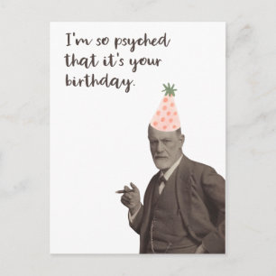 Sigmund Freud Funny Psyched Birthday Briefkaart