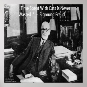 Sigmund Freud in Kantoor en beroemd Kat Citaat Pos Poster