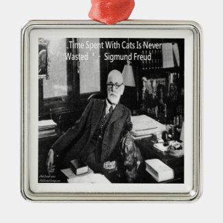 Sigmund Freud in zijn kantoor & Grappige kat citaa Metalen Ornament