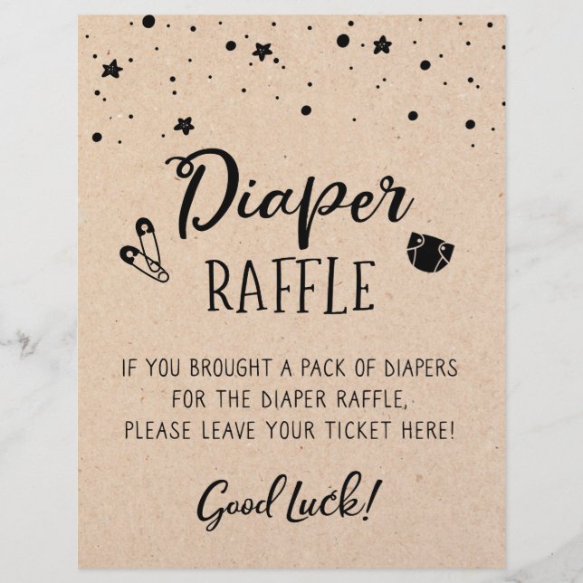 SIGN Diaper Raffle Baby shower Game (Voorkant)