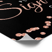Sign Guestbook Roos Gold Glitter Confetti Black Poster (Hoek)