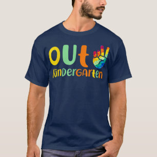 Sign Hand Tie Dye Peace Out Kindergarten Fun Gradu T-shirt
