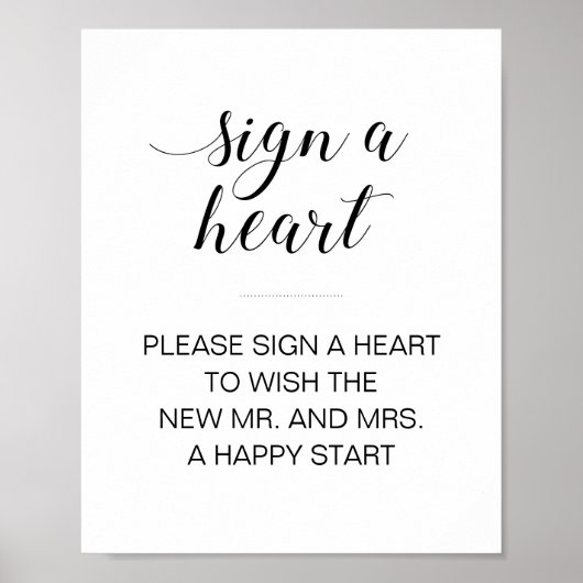 Sign Heart Drop Weduwen Guest Book Sign Poster (Voorkant)