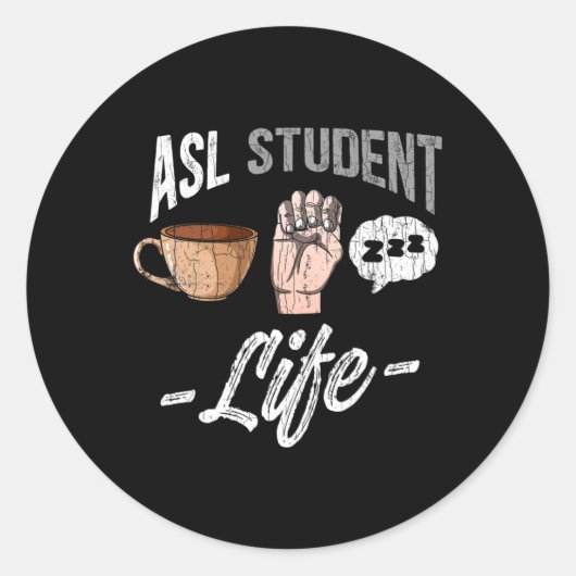 Sign Language Attire Deaf Awareness ASL Student Fu Ronde Sticker (Voorkant)