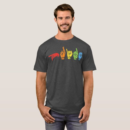 Sign Language Funny Rainbow Flag Gay LGBT Deaf T-shirt (Voorkant volledig)