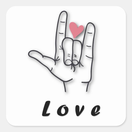 Sign Language Love Vierkante Sticker (Voorkant)