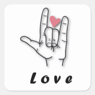 Sign Language Love Vierkante Sticker