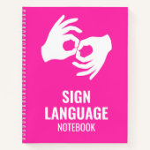 Sign Language Notebook – ASL Hands Symbol Magenta Notitieboek (Voorkant)