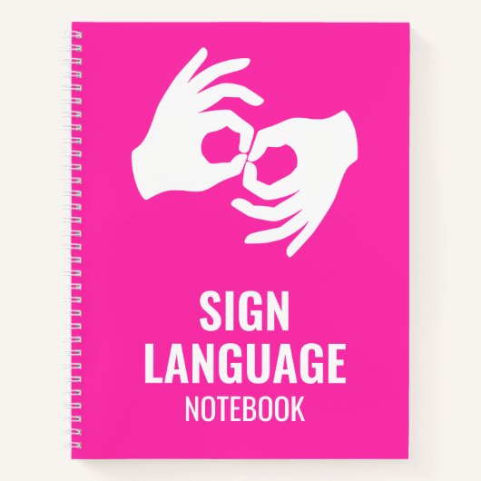 Sign Language Notebook – ASL Hands Symbol Magenta Notitieboek (Voorkant)
