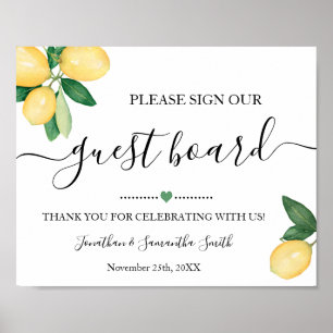 Sign Our Guest Board Wedding Reception Lemons Sign Poster