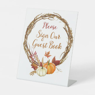 Sign Our Guest book sign — herfstoogstthema Reclamebord Met Voetstuk