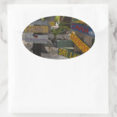 Sign Post Rum Point Grand Cayman Ovale Sticker (Tas)