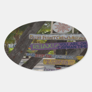 Sign post Rum Point Grand Cayman Ovale Sticker