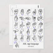 SIGN TAAL ALPHABET briefkaart (Voorkant / Achterkant)