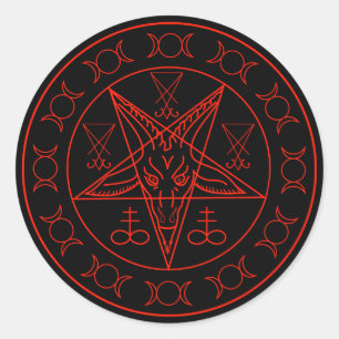 Signaal van Baphomet triple moon en sigil of lucif Ronde Sticker