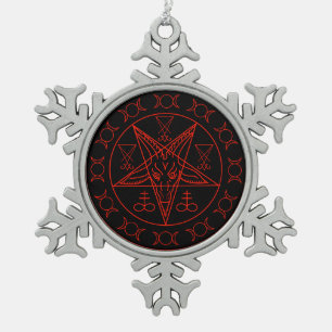 Signaal van Baphomet triple moon en sigil of lucif Tin Sneeuwvlok Ornament