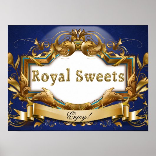 Signaal van Royal Sweets-Royal Blue- en Gold Party Poster (Voorkant)