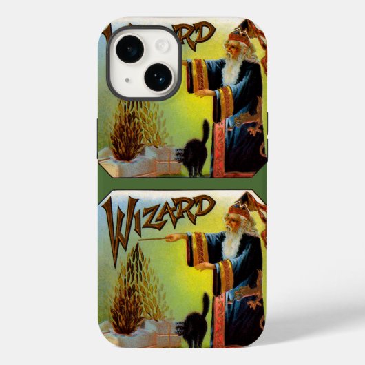  signaallabel, magische wizard met zwart katje Case-Mate iPhone case (Achterkant)