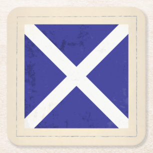 Signaalvlag (Nautical Letter "M") Vierkante Kartonnen Onderzetter