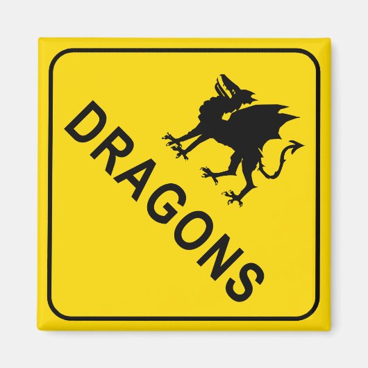 Signal d'avertissement de dragons Magnet Carré (Devant)