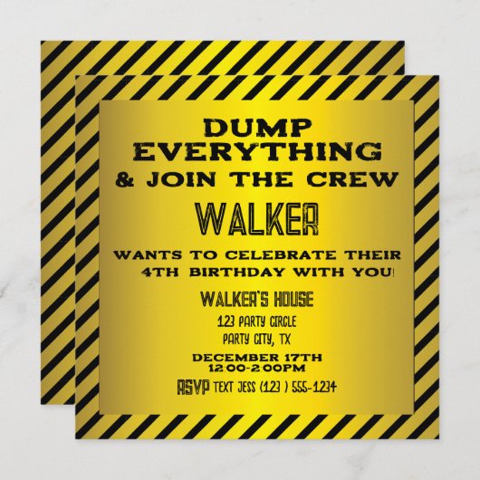 Signal de prudence de construction Invitation d'an (Devant / Derrière)