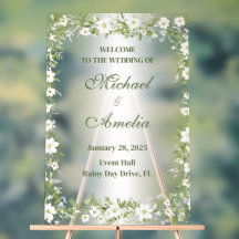 Signal Mariage de bienvenue boho blanc olive vert 